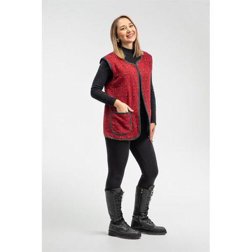 Kolsuz Meryem Çift Taraflı Cepli Pazen Kışlık Yelek Siyah/Bordo Syh/Brd