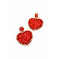 Kalp Boncuk Küpe - Kırmızı