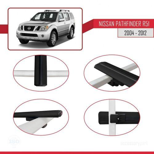 Nissan Pathfinder (R51) 2004-2012 Arası ile uyumlu Basic Model Ara Atkı Tavan Barı SİYAH 3 ADET