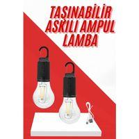 Şarjlı Aydınlatma Ampul Tasarımlı Ambians Işık Askılı Kamp Lambası