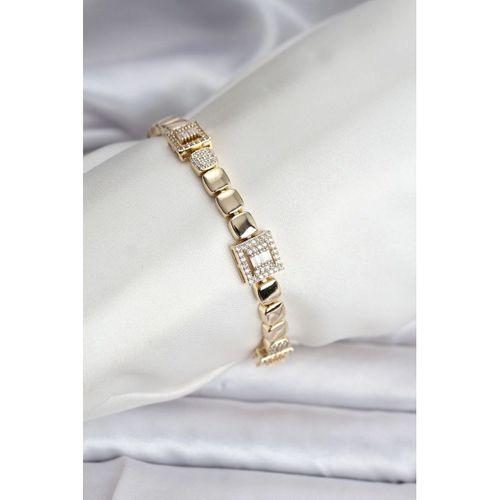 14K Gold Renk Kaplama Zirkon Taşlı CM Kadın Bileklik
