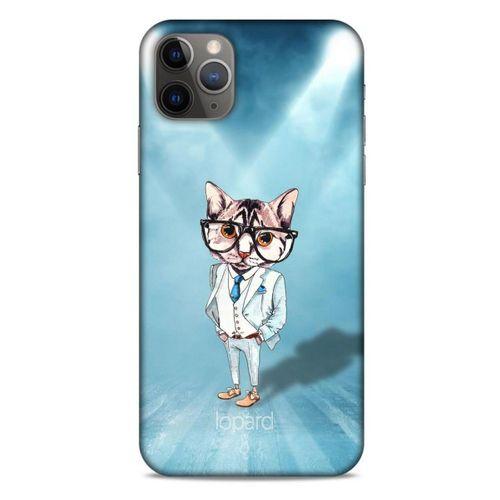 Apple Iphone 11 Pro Max Kılıf FunnyMaX (40) Fit Silikon Kılıf Açık Mavi Kedi
