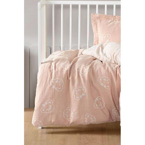Kanz Jakarlı Müslin Bebek Nevresim Takımı Knz-013 Bear Pudra