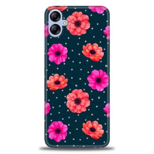 Samsung Galaxy A04E Kılıf HD Baskılı Kılıf - Puantiye ve Çiçekler + Tam Ekran Koruyucu