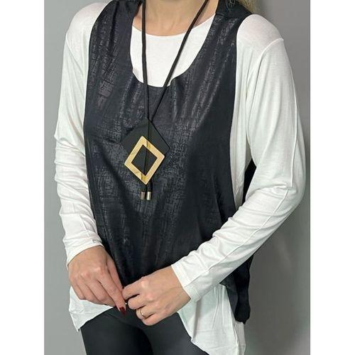 Kadın Siyah Deri Yelekli Kolye Dahil üçlü Takım