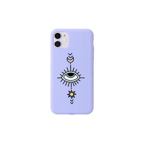 Nazar Boncuklu Göz Görseli iPhone 11 Lila Telefon Kılıfı