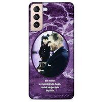 Lopard Samsung Galaxy S21 Plus Uyumlu Kılıf Atatürk (10) Full Koruma Kılıfı