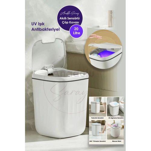 20L UV Işık Antibakteriyel Akıllı Koku Geçirmez Teknolojik Sensörlü Çöp Kovası Ofis Banyo Mutfak