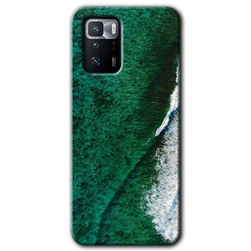 Poco x3 GT Kılıf HD Desen Baskılı Arka Kapak + Temperli Cam - Yeşil Okyanus
