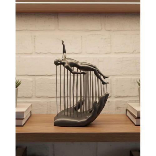 3d El Formlu İnsan Figürü Gri Soyut Tasarım Dekoratif Biblo