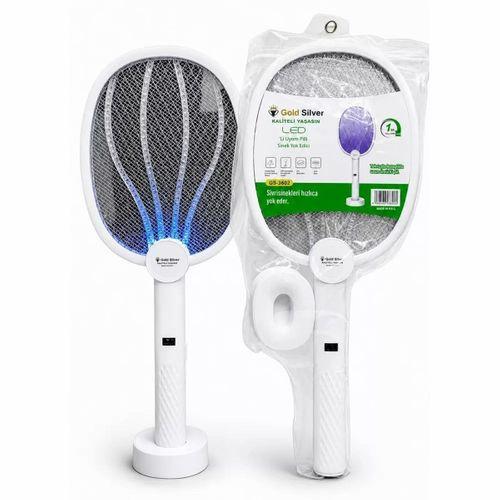 Gs-3602 Şarjlı Led Sivrisinek Öldürücü Raket Standlı Çift Kullanımlı Lityum Pilli