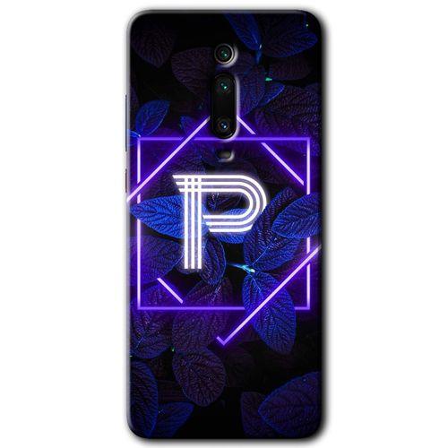 Potkal Hediye Fabrikası Xiaomi Mi 9T Kılıf HD Desen Baskılı Arka Kapak - Dark Neon Yaprak P Harfi