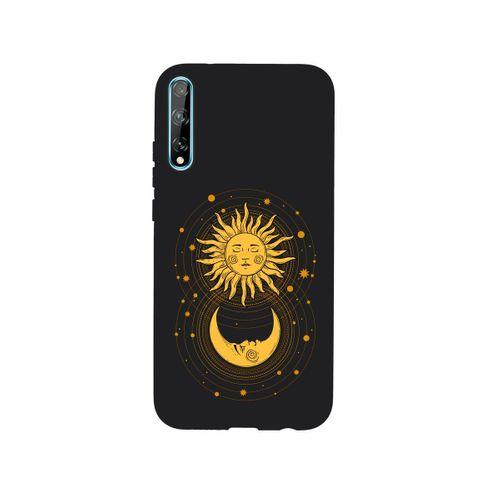 Huawei Psmart S Moon and Sun Premium Silikonlu Siyah Telefon Kılıfı