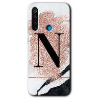Redmi Note 8 Kılıf HD Desen Baskılı Arka Kapak - Pembe Mermer Desenli O Harfi + Kırılmaz Cam