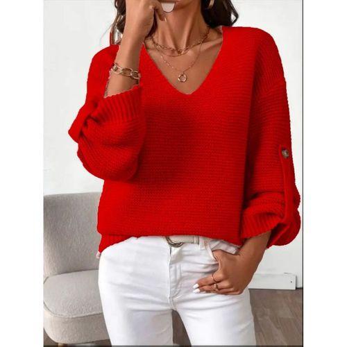 Kadın Uzun Kollu V Yakalı Düğmeli Triko Bluz