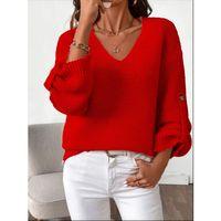 Kadın Uzun Kollu V Yakalı Düğmeli Triko Bluz