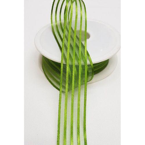 Yeşil Saten Çizgili Şifon Kurdele 2,5Cm