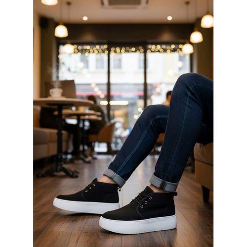 BA0550 İçi Kürklü Bağcıklı Siyah Erkek Tarz Spor Bot