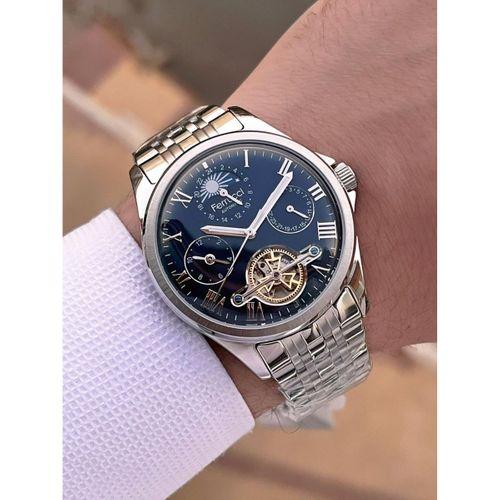 Ferrucci Otomatik Ve Kurmalı Güneş Ve Mehtap Kadranlı Çelik Kordonlu Erkek Kol Saati BFC.03606.1