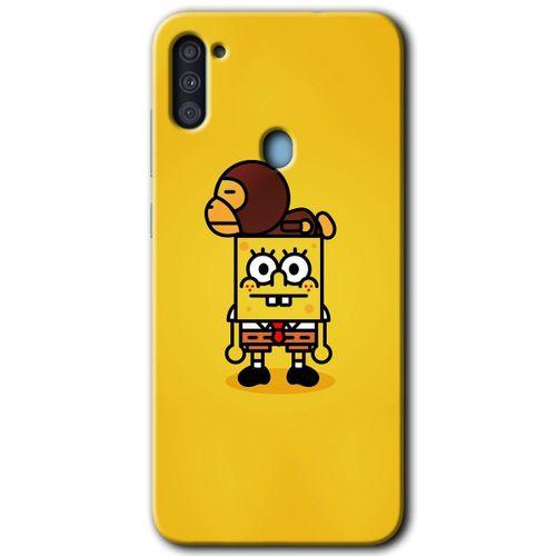 Samsung Galaxy M11 HD Baskılı Kılıf + 9D Tam Ekran Koruyucu - Sünger Bob