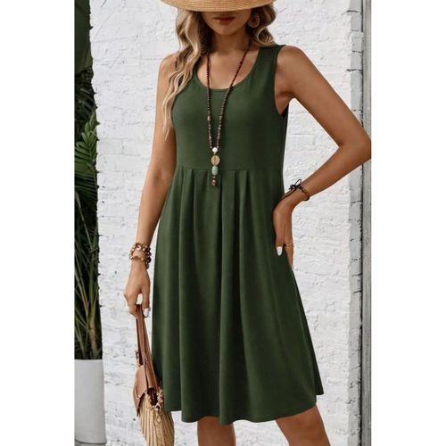 Kadın Askılı Yuvarlak Yakalı önden Pileli Kısa Aerobin Elbise