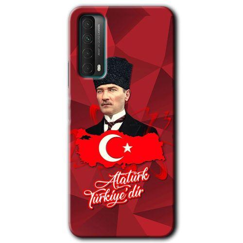 MRCİLETİSİM Huawei P Smart 2021 Kılıf Baskılı Kapak - Atatürkiye +Tam Ekran Koruyucu