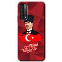 MRCİLETİSİM Huawei P Smart 2021 Kılıf Baskılı Kapak - Atatürkiye +Tam Ekran Koruyucu