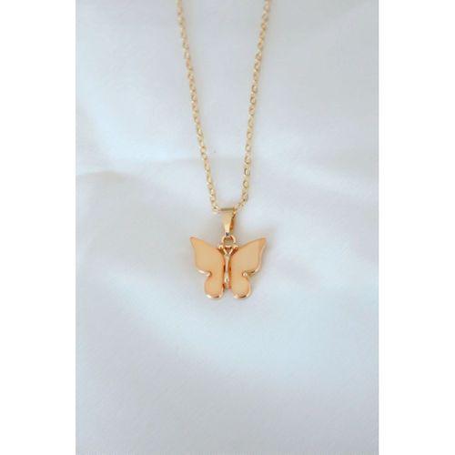 Gold Kaplama Sarı Renk Sedefli Kelebek Kolye