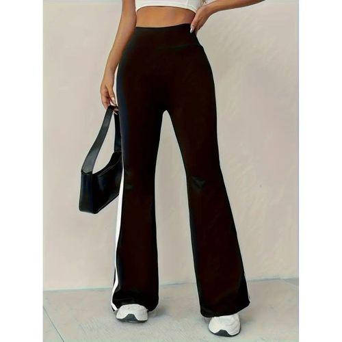 Kadın Yüksek Bel İspanyol Paçalı Yanlardan şerit Detaylı Dalgıç Tayt Pantolon