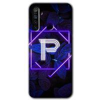 Realme 5i Kılıf HD Desen Baskılı Arka Kapak + Temperli Cam - Dark Neon Yaprak P Harfi