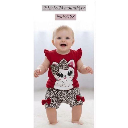 9/24 Ay Leopar Kedi Baskılı Bebek Takımı