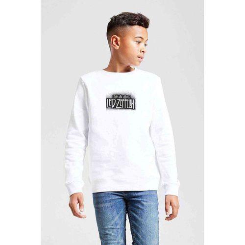 Led Zeppelin Baskılı Unisex Çocuk Beyaz Sweatshirt