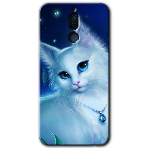 MRCİLETİSİM Huawei Mate 10 Lite Kılıf HD Desen Baskılı Arka Kapak + Temperli Cam - Cat Glance