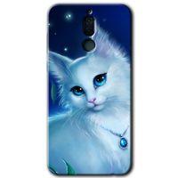 MRCİLETİSİM Huawei Mate 10 Lite Kılıf HD Desen Baskılı Arka Kapak + Temperli Cam - Cat Glance