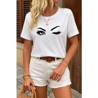 Kadın Kısa Kollu Bisiklet Yaka Göz Baskılı Süprem T-shirt