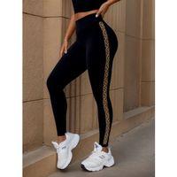 Kadın Yüksek Bel Yandan Leopar Desen Detaylı Dalgıç Tayt