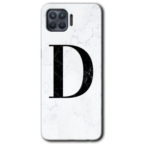 OPPO Oppo Reno 4 Lite Kılıf HD Desen Baskılı Arka Kapak - Beyaz Mermer Desenli D Harfi