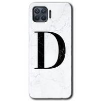 OPPO Oppo Reno 4 Lite Kılıf HD Desen Baskılı Arka Kapak - Beyaz Mermer Desenli D Harfi