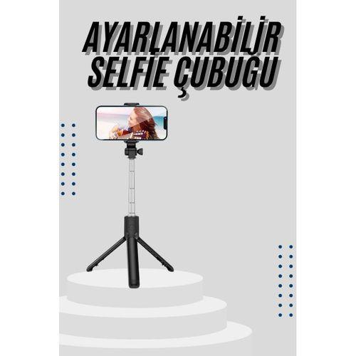 Tripod Selfie Çubuğu Bluetooth Kumandalı Kablosuz Led Işıklı