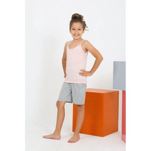 Kız Çocuk İp Askılı Şortlu Penye Pembe Pijama Takım