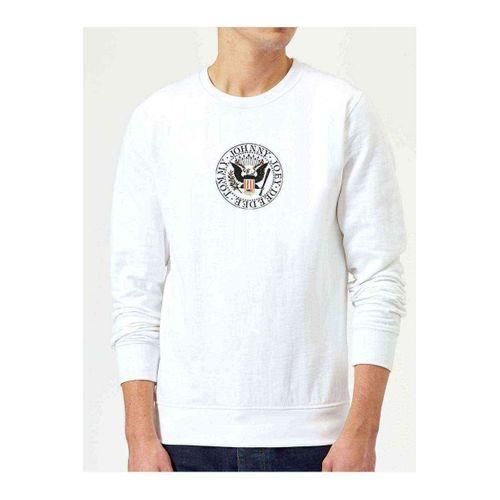 Ramones Logo Baskılı Beyaz Erkek Sweatshirt