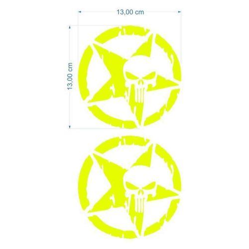 SEVGENT Skm Army Yıldız Kuru Kafa 13 X 13 Cm Flo Sarı Sticker 2 Li