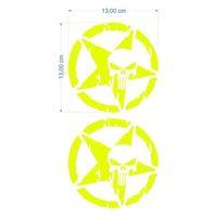 SEVGENT Skm Army Yıldız Kuru Kafa 13 X 13 Cm Flo Sarı Sticker 2 Li