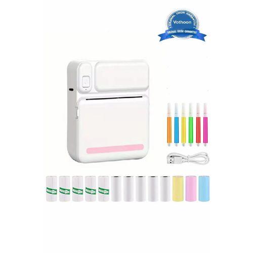 Mini Taşınabilir Yazıcı 13 Rulo Kağıtlı Mürekkepsiz Etiket Yazıcısı Mini Termal Yazıcı