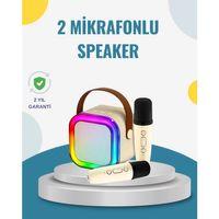 Kablosuz Karaoke Hoparlör – Çift Mikrofon Ve Led Işıklı