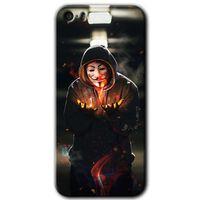 iPhone 5s Kılıf HD Desen Baskılı Arka Kapak + Temperli Cam - V for Fire