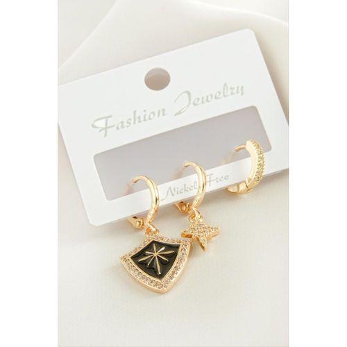 3 Adet Yıldız Zirkon Taşlı Küpe