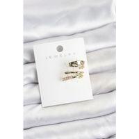 Gold Renk Zirkon Taşlı Pirinç Kıkırdak Küpe