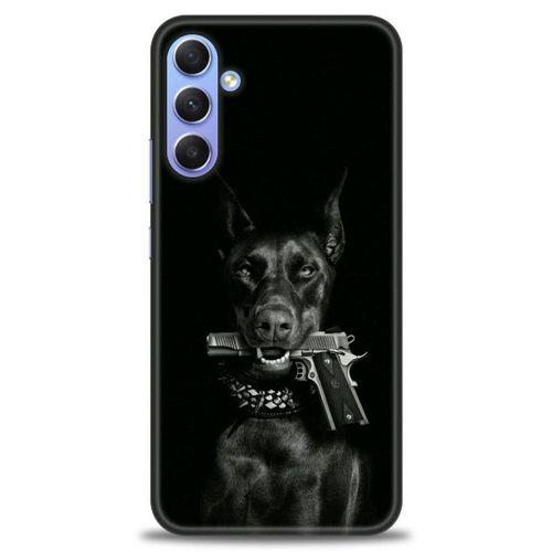 Samsung Galaxy A24 Kılıf HD Baskılı Kılıf - Tabanca ve Köpek + Tam Ekran Koruyucu