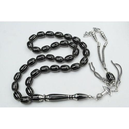 Oltu Taşı Beyzi Model On İkili Karpuz  Nakkaş İmame İşlemeli Tespih